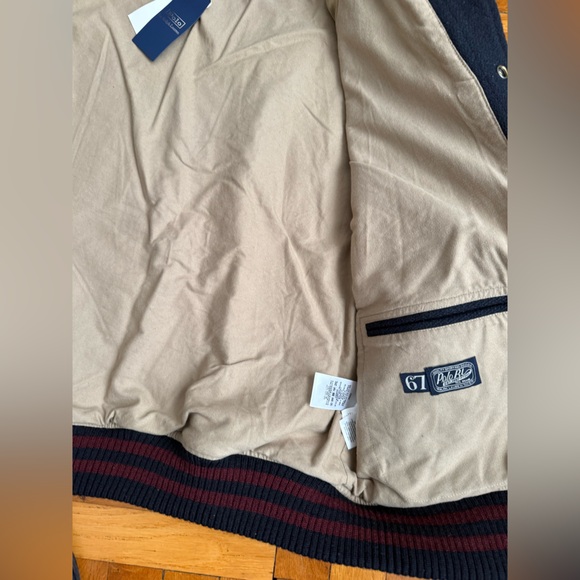 Polo Ralph Lauren Men's Varsity Jacket in Navy and Burgundy - Picture 8 of 10